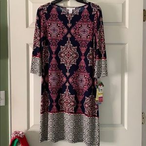 London Times NWT 3/4 Sleeve Shift Dress- 10 Petite